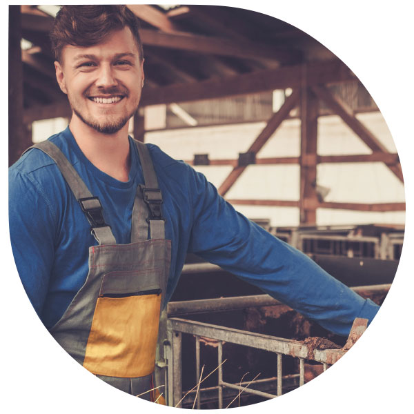 Farmer in a barn